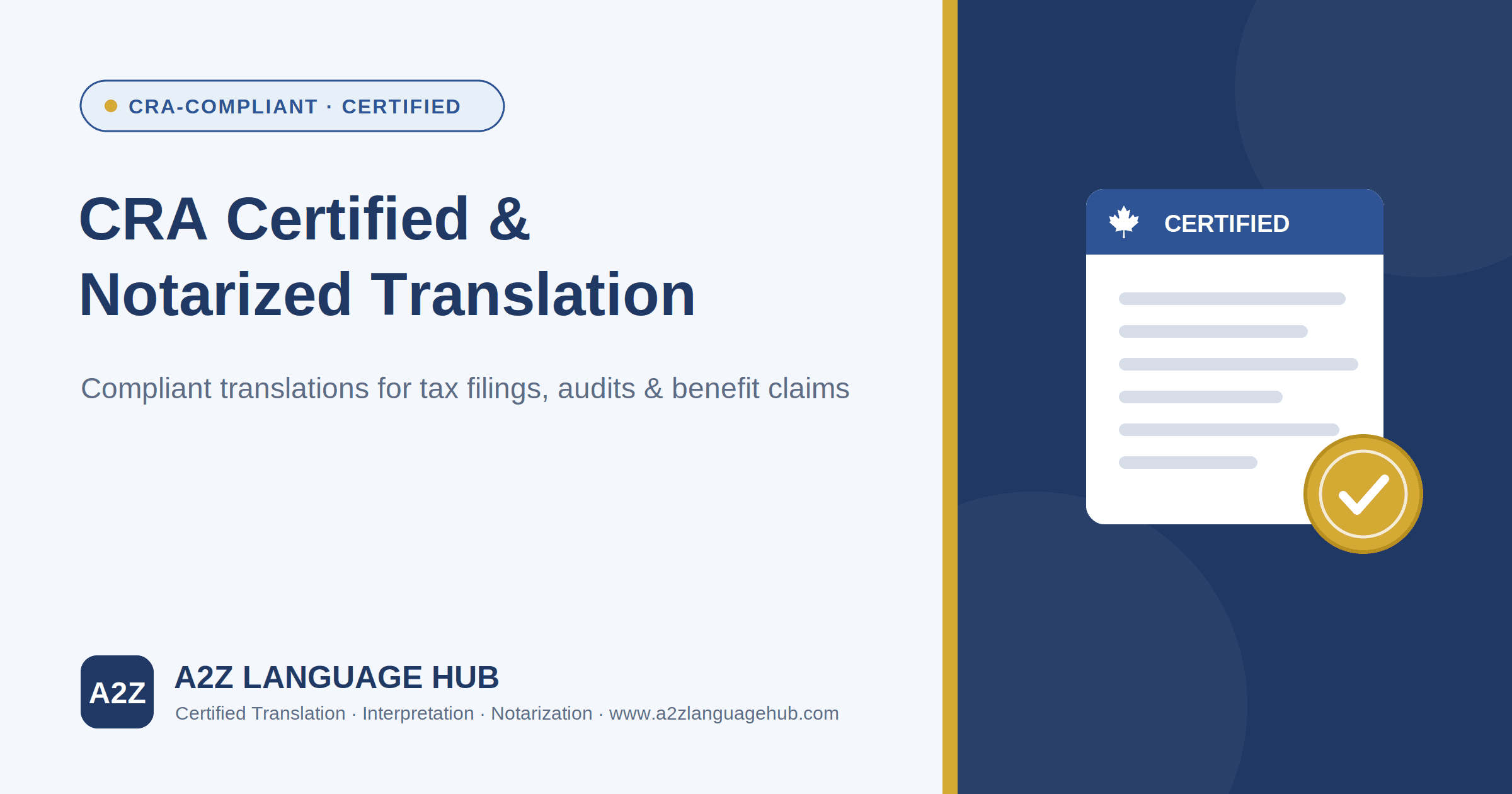 CRA Certified & Notarized Translation: Requirements, Standards, and How A2Z Language Hub Handles Your Request
